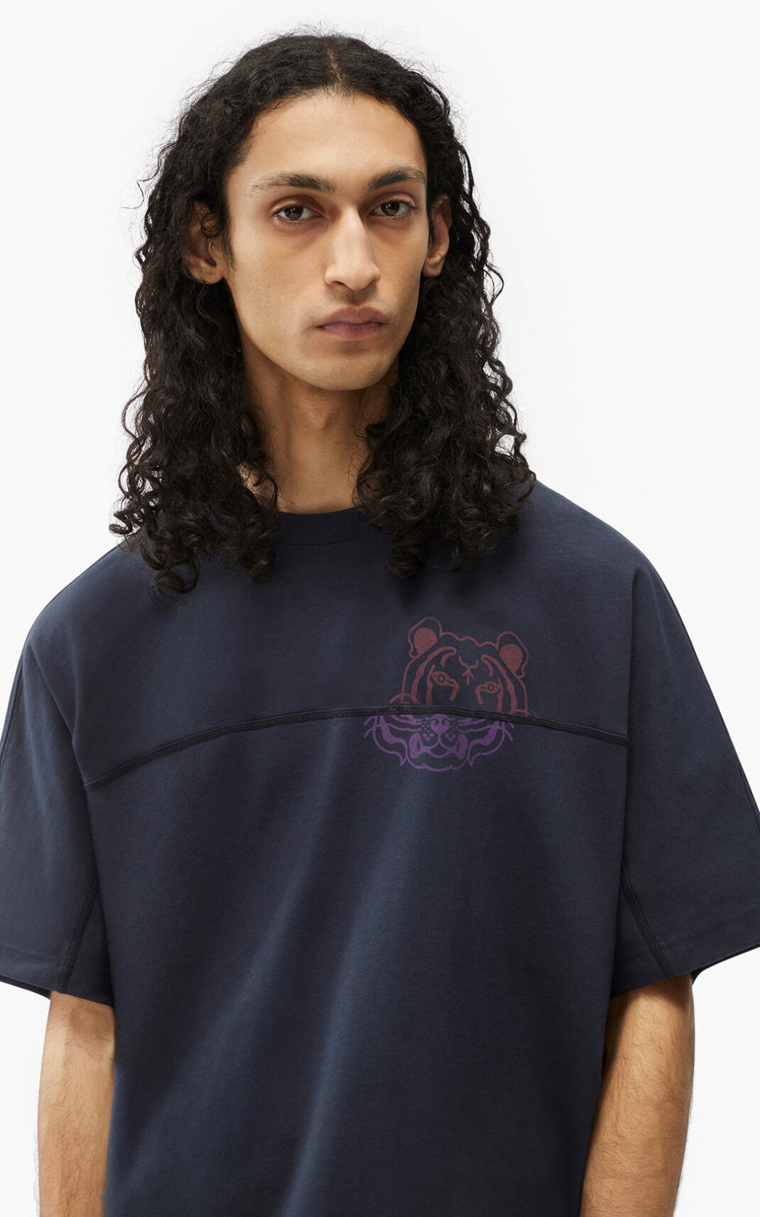 Kenzo K Tiger oversized Camisetas Hombre Azules Negras | 6871420-LI